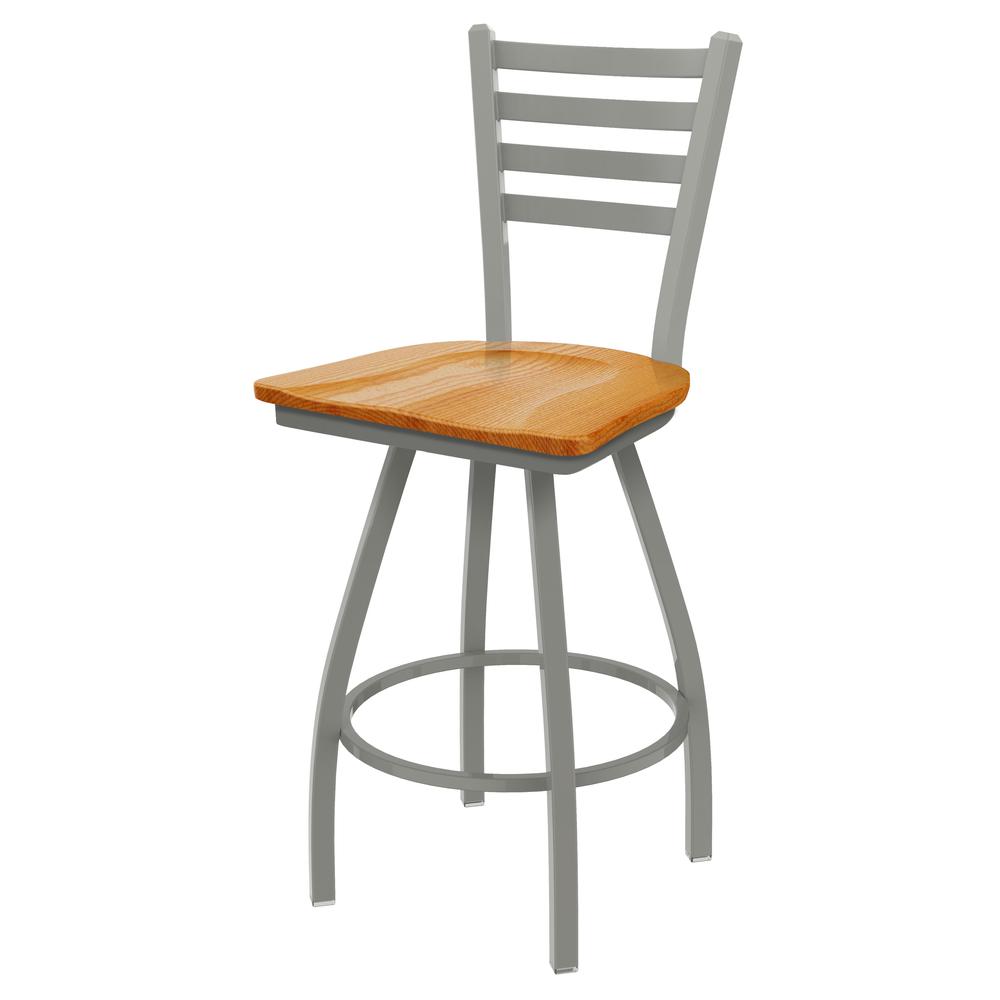 XL 410 Jackie 36" Swivel Extra Tall Bar Stool with Anodized Nickel Finish and Medium Oak Seat. Picture 1