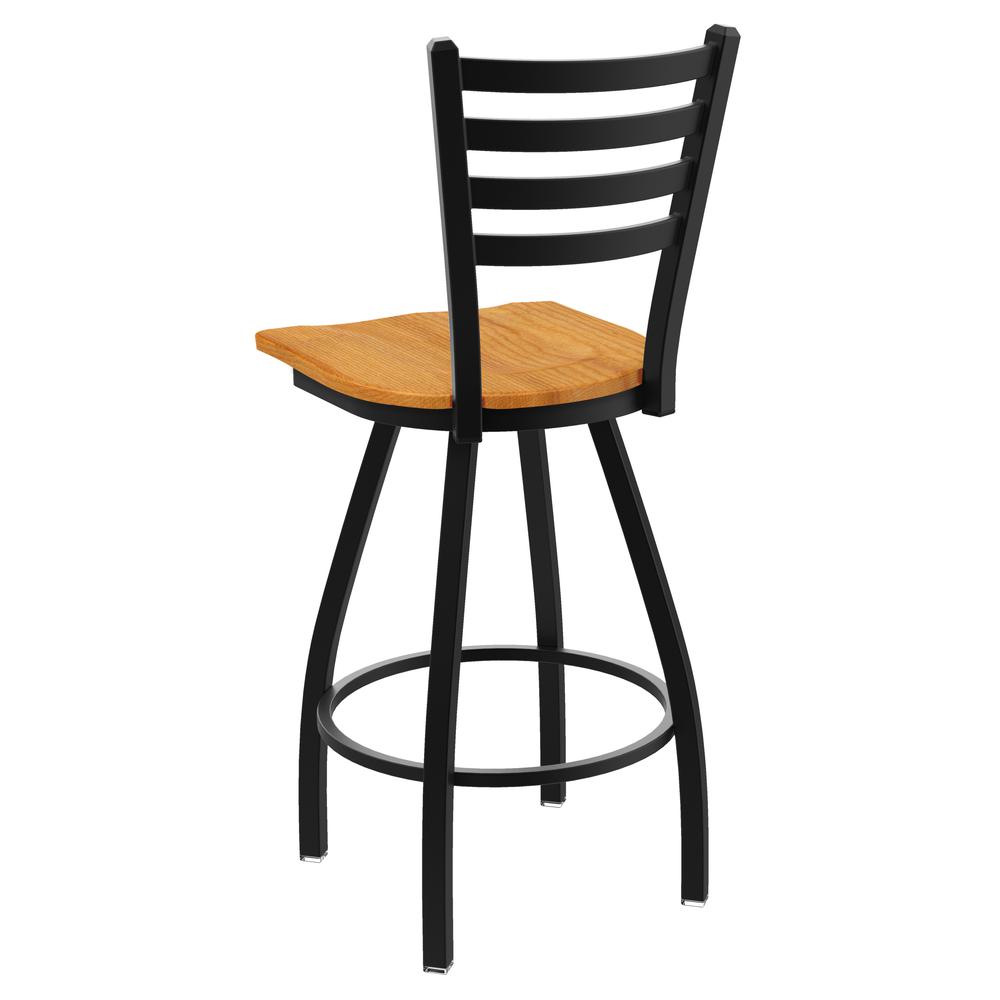 XL 410 Jackie 36" Swivel Extra Tall Bar Stool with Black Wrinkle Finish and Medium Oak Seat. Picture 2
