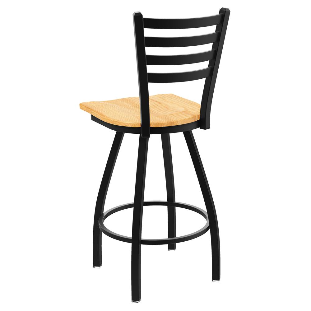XL 410 Jackie 36" Swivel Extra Tall Bar Stool with Black Wrinkle Finish and Natural Oak Seat. Picture 2