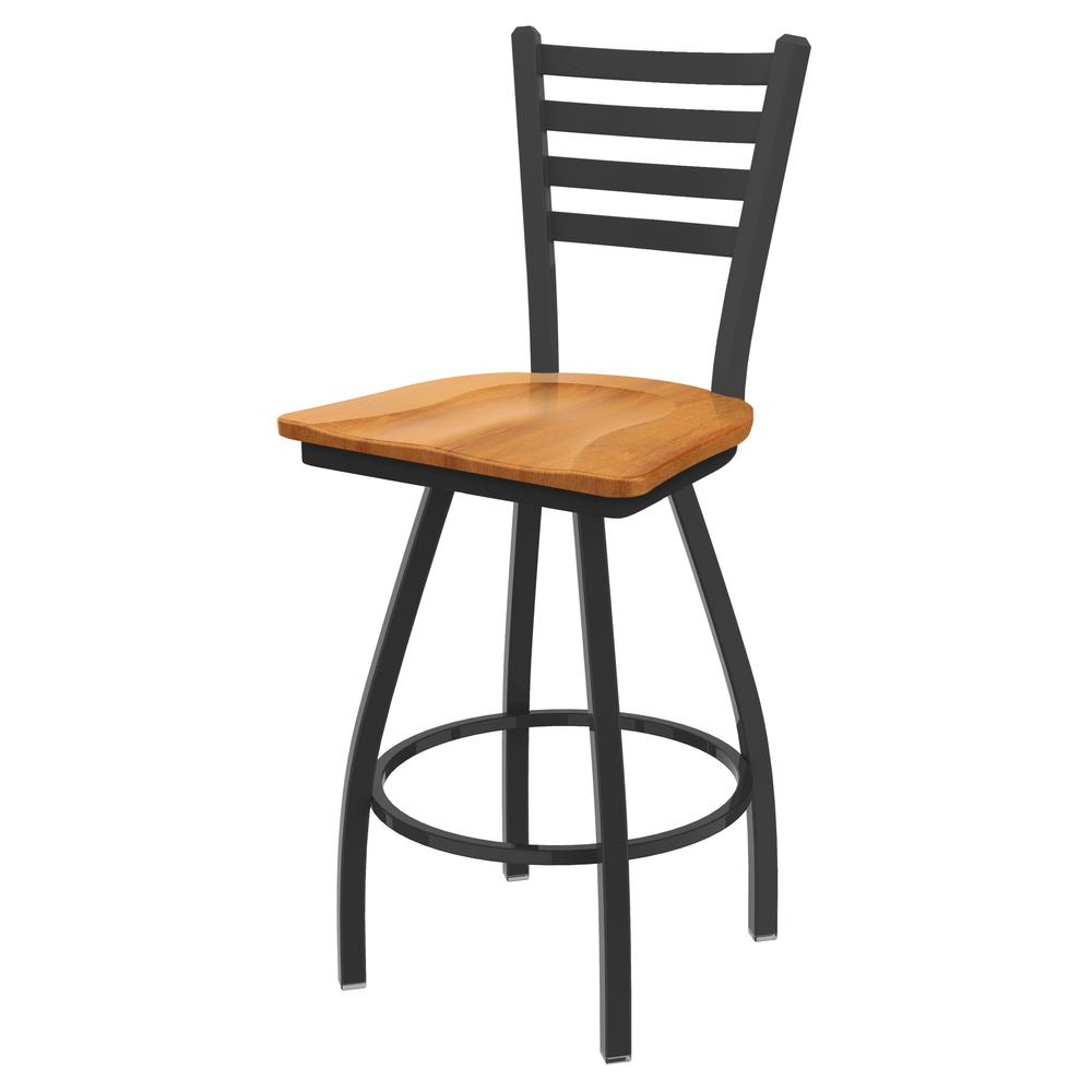 XL 410 Jackie 36" Swivel Extra Tall Bar Stool with Pewter Finish and Medium Maple Seat. Picture 1