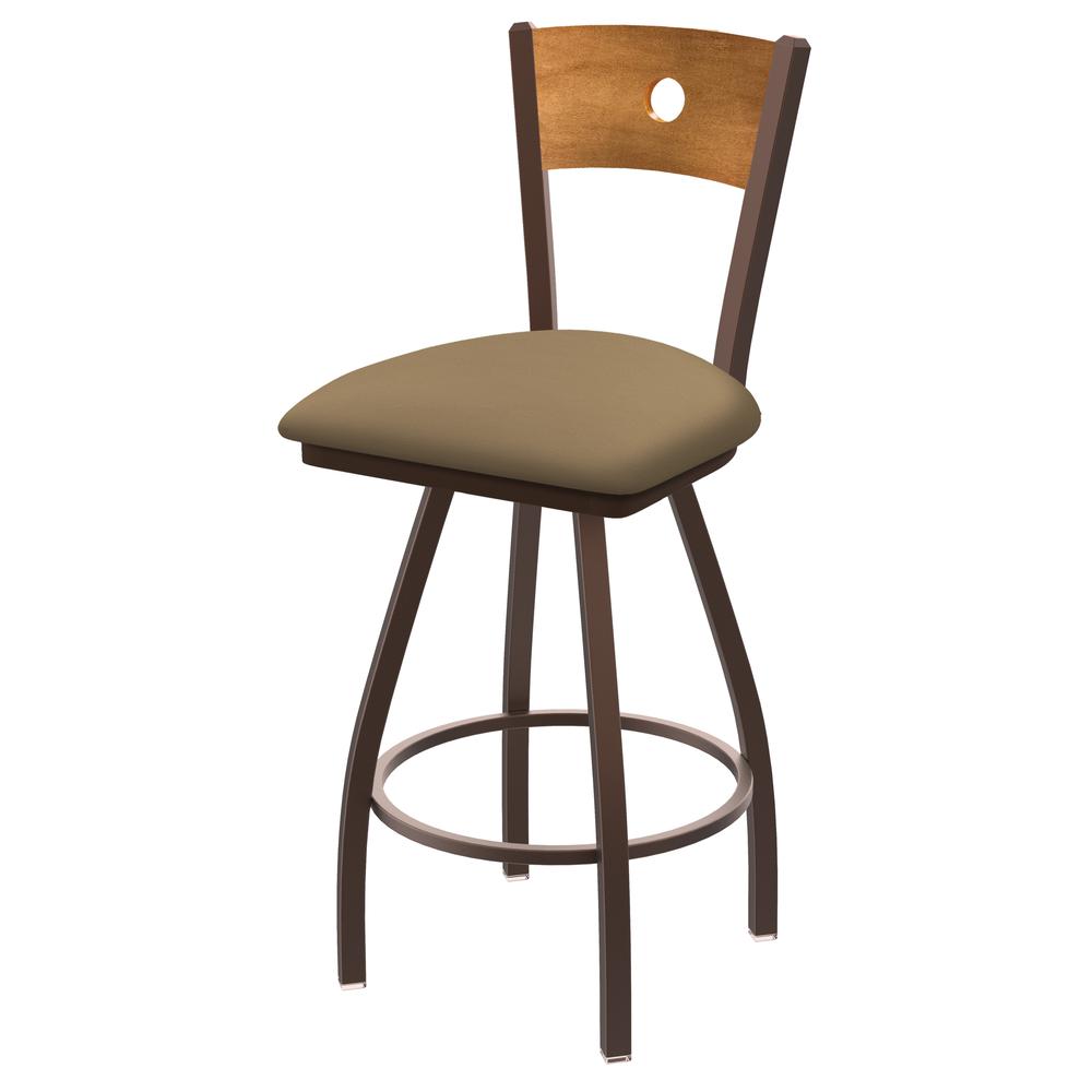 XL 830 Voltaire 36" Swivel Counter Stool with Bronze Finish, Medium Back, and Canter Sand Seat. Picture 1