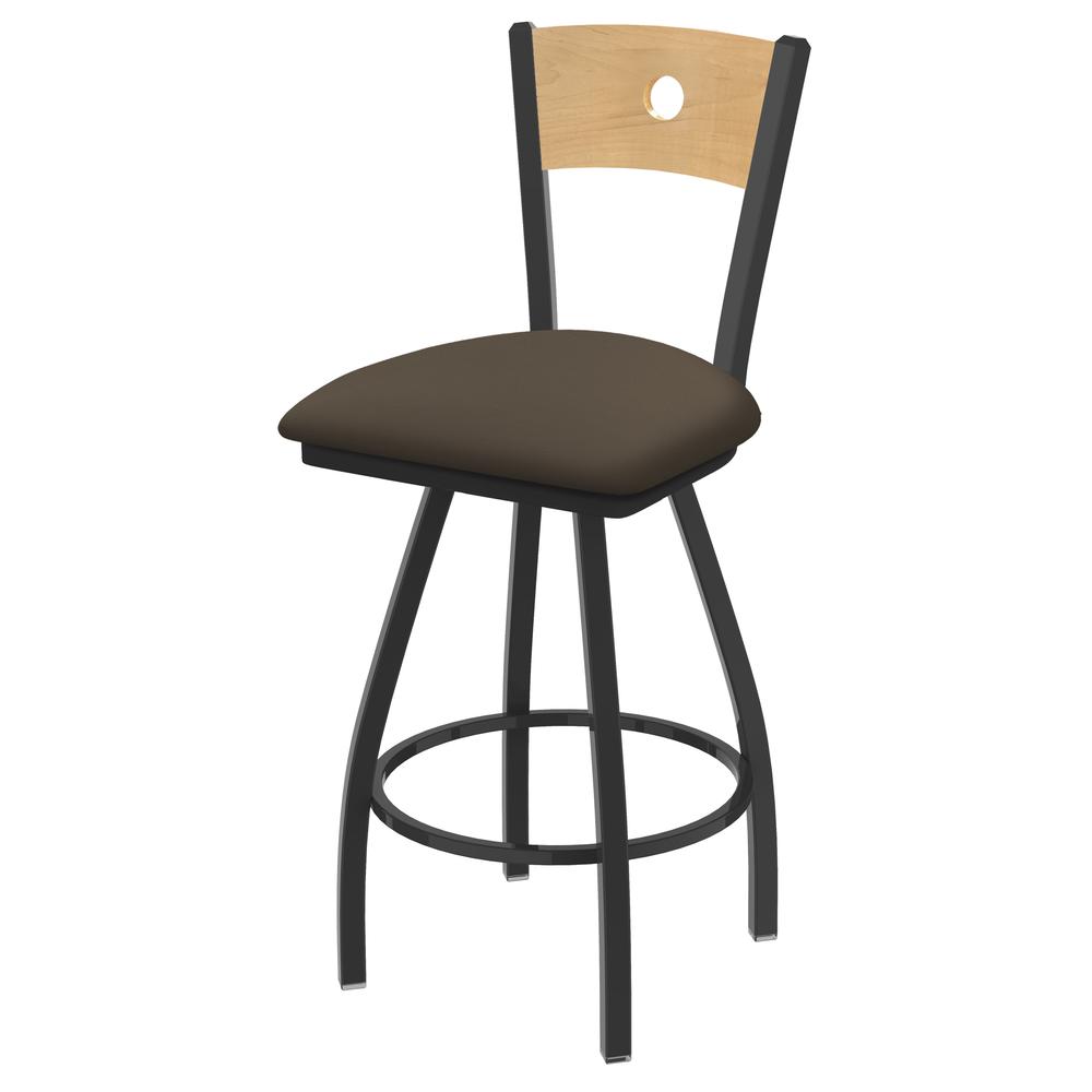 XL 830 Voltaire 30" Swivel Counter Stool with Pewter Finish, Natural Back, and Canter Earth Seat. Picture 1