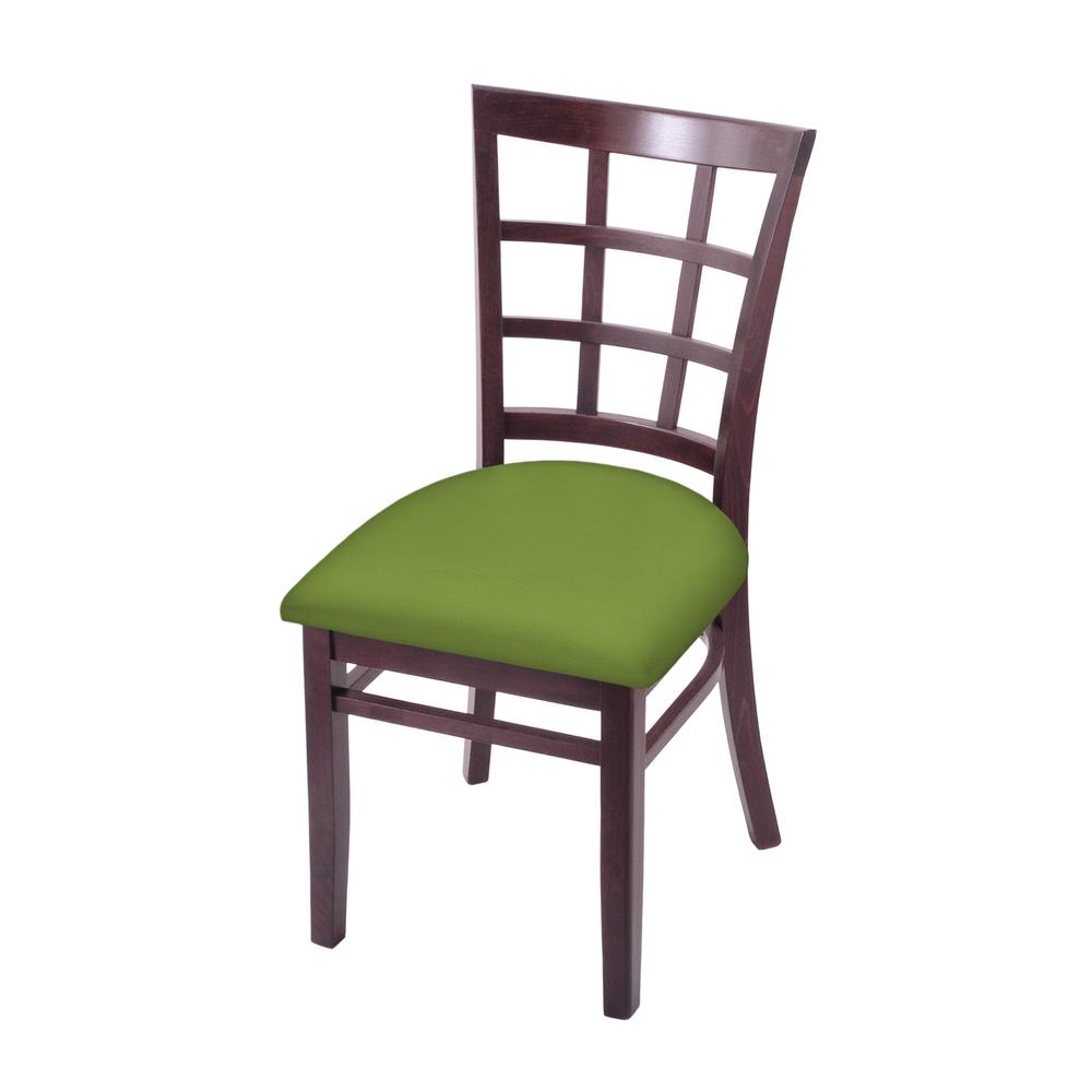 3130 18" Chair with Dark Cherry Finish and Canter Kiwi Green Seat. Picture 1