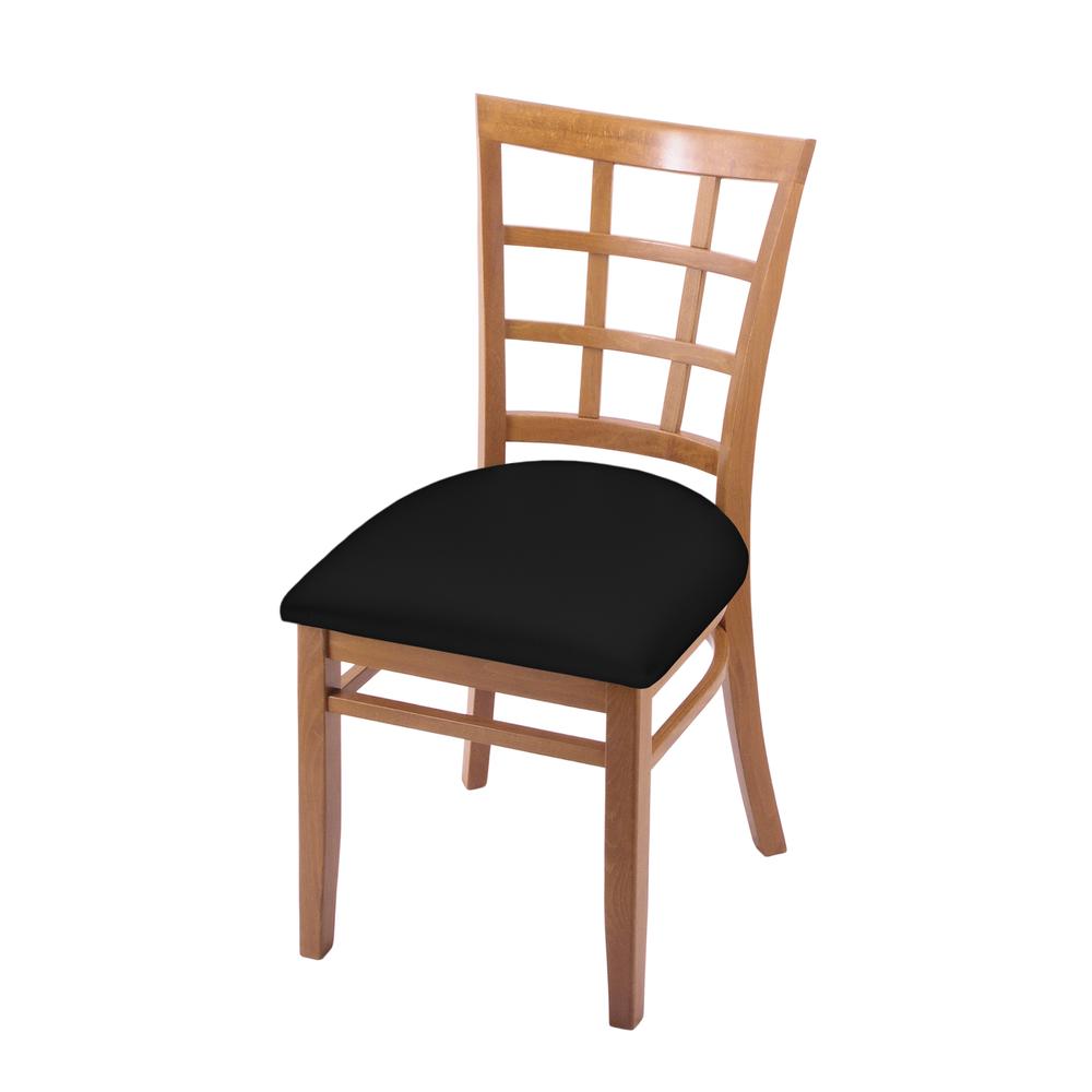 3130 18" Chair with Medium Finish and Black Vinyl Seat. Picture 1