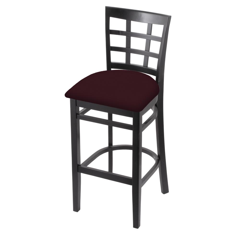 3130 25" Counter Stool with Black Finish and Canter Bordeaux Seat. Picture 1