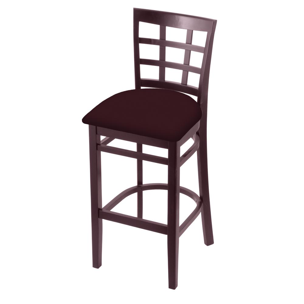 3130 25" Counter Stool with Dark Cherry Finish and Canter Bordeaux Seat. Picture 1