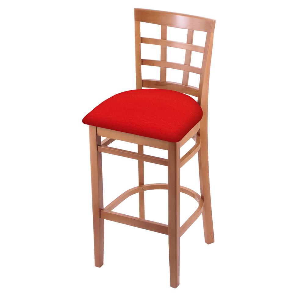 3130 25" Counter Stool with Medium Finish and Canter Red Seat. Picture 1