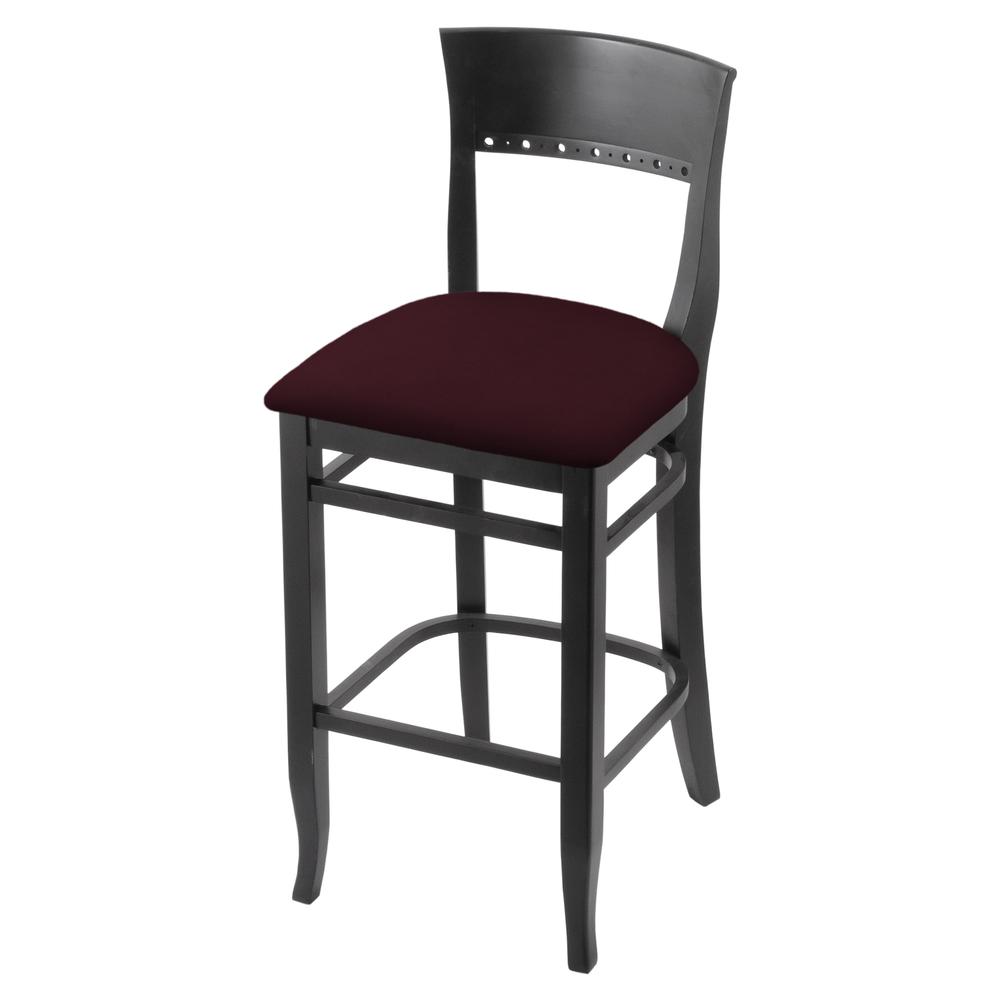 3160 25" Bar Stool with Black Finish and Canter Bordeaux Seat. Picture 1