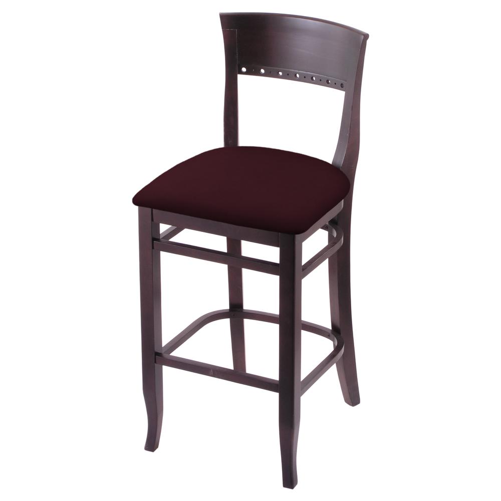 3160 25" Bar Stool with Dark Cherry Finish and Canter Bordeaux Seat. Picture 1
