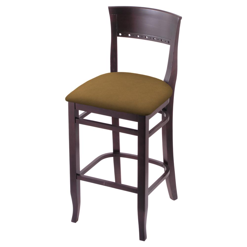 3160 25" Bar Stool with Dark Cherry Finish and Canter Saddle Seat. Picture 1