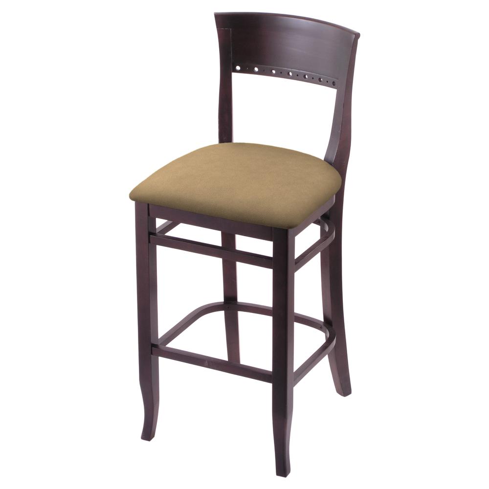 3160 25" Bar Stool with Dark Cherry Finish and Canter Sand Seat. Picture 1