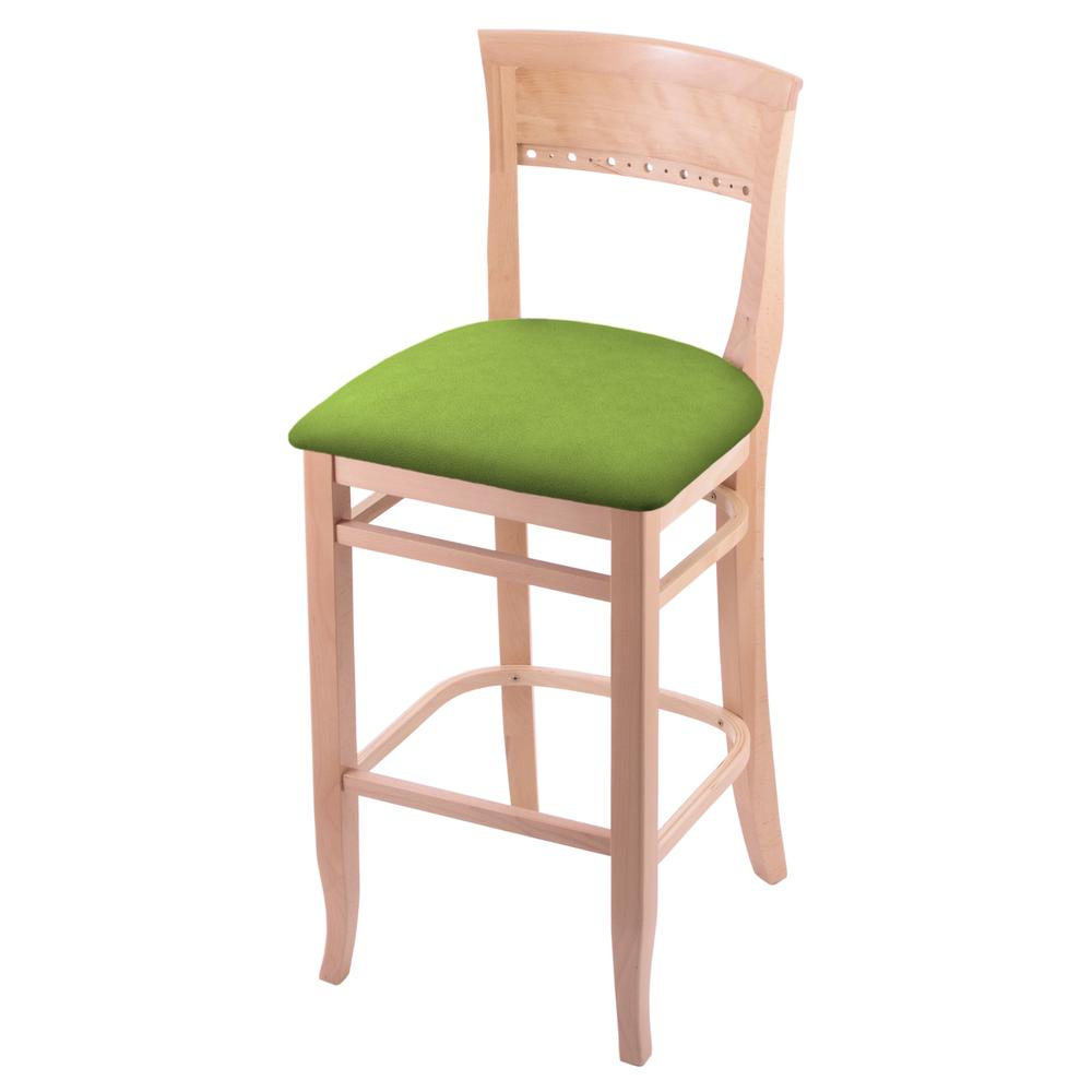 3160 25" Bar Stool with Natural Finish and Canter Kiwi Green Seat. Picture 1