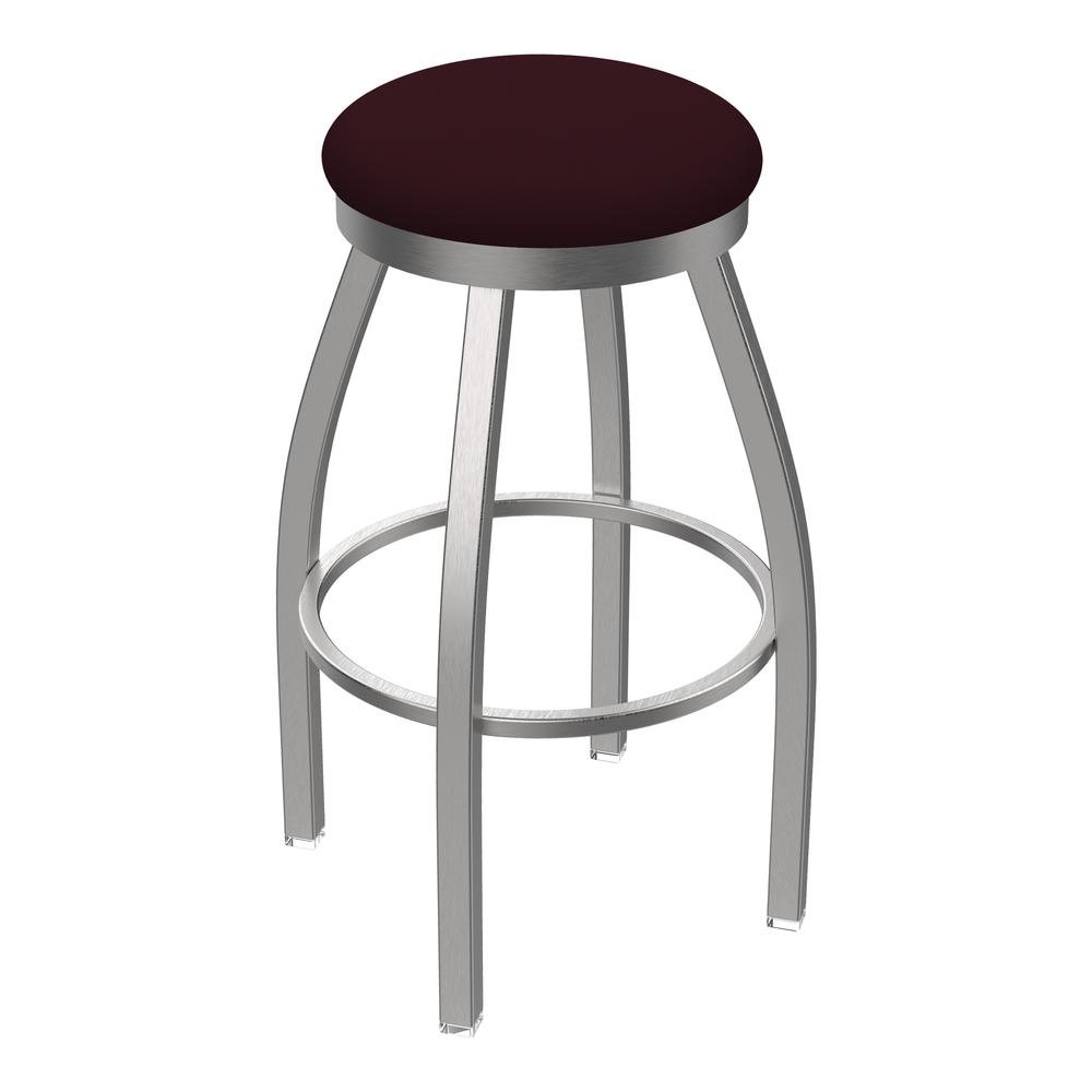 802 Misha Stainless Steel 36" Swivel Bar Stool with Canter Bordeaux Seat. Picture 1