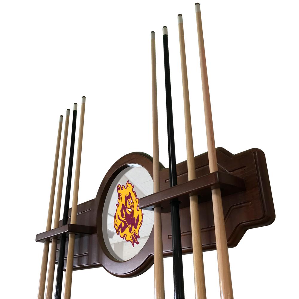 Arizona State Cue Rack in Navajo Finish with Sparky Logo. Picture 2