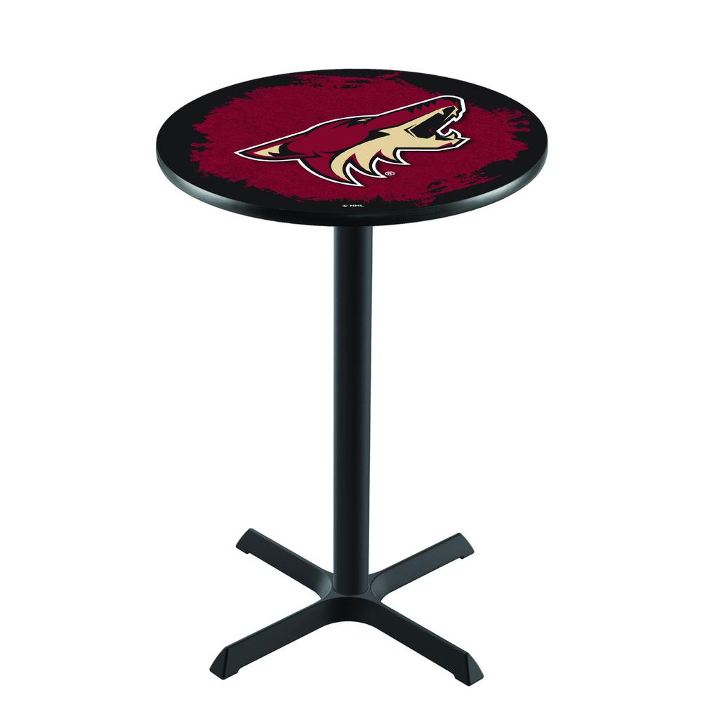 L211 Arizona Coyotes 42" Tall - 36" Top Pub Table with Black Wrinkle Finish (6004). Picture 1