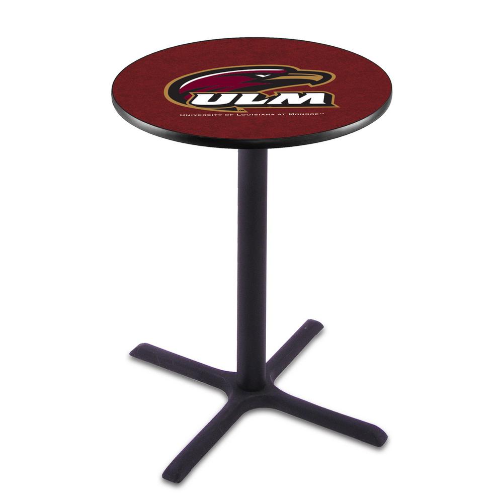 L211 University of Louisiana at Monroe 42' Tall - 36' Top Pub Table w/ Black Wrinkle Finish. Picture 1