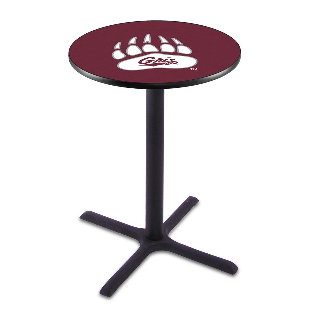 L211 University of Montana 42" Tall - 36" Top Pub Table with Black Wrinkle Finish. Picture 1