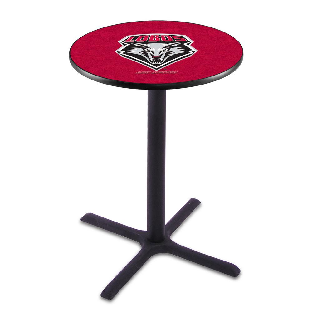 L211 University of New Mexico 42" Tall - 36" Top Pub Table with Black Wrinkle Finish. Picture 1