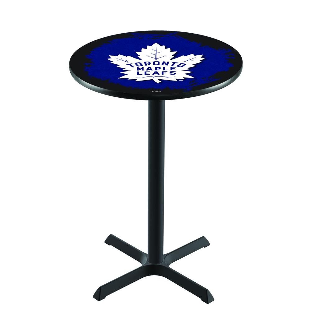 L211 Toronto Maple Leafs 42' Tall - 36' Top Pub Table w/ Black Wrinkle Finish (7407). Picture 1