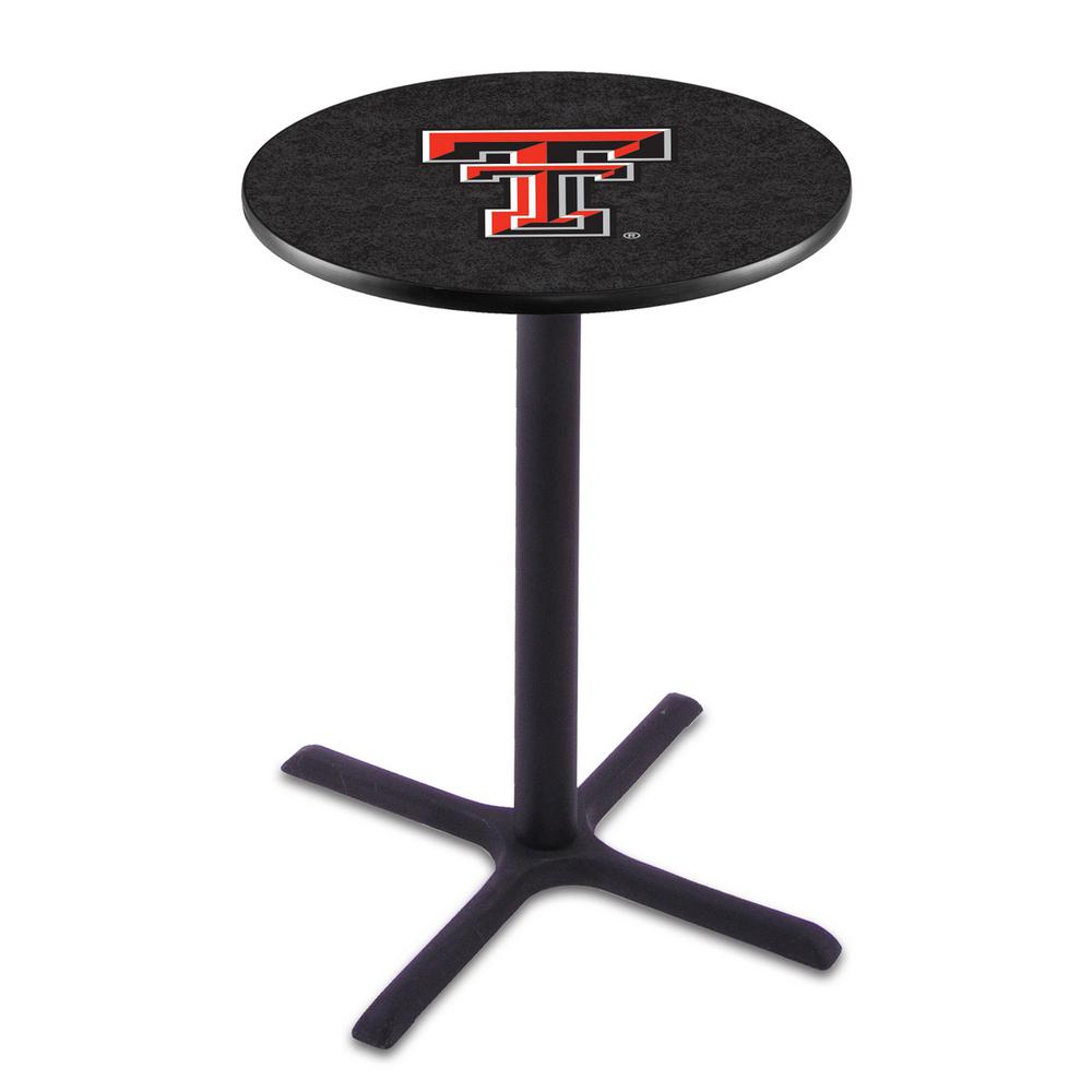 L211 Texas Tech University 42" Tall - 36" Top Pub Table with Black Wrinkle Finish. Picture 1