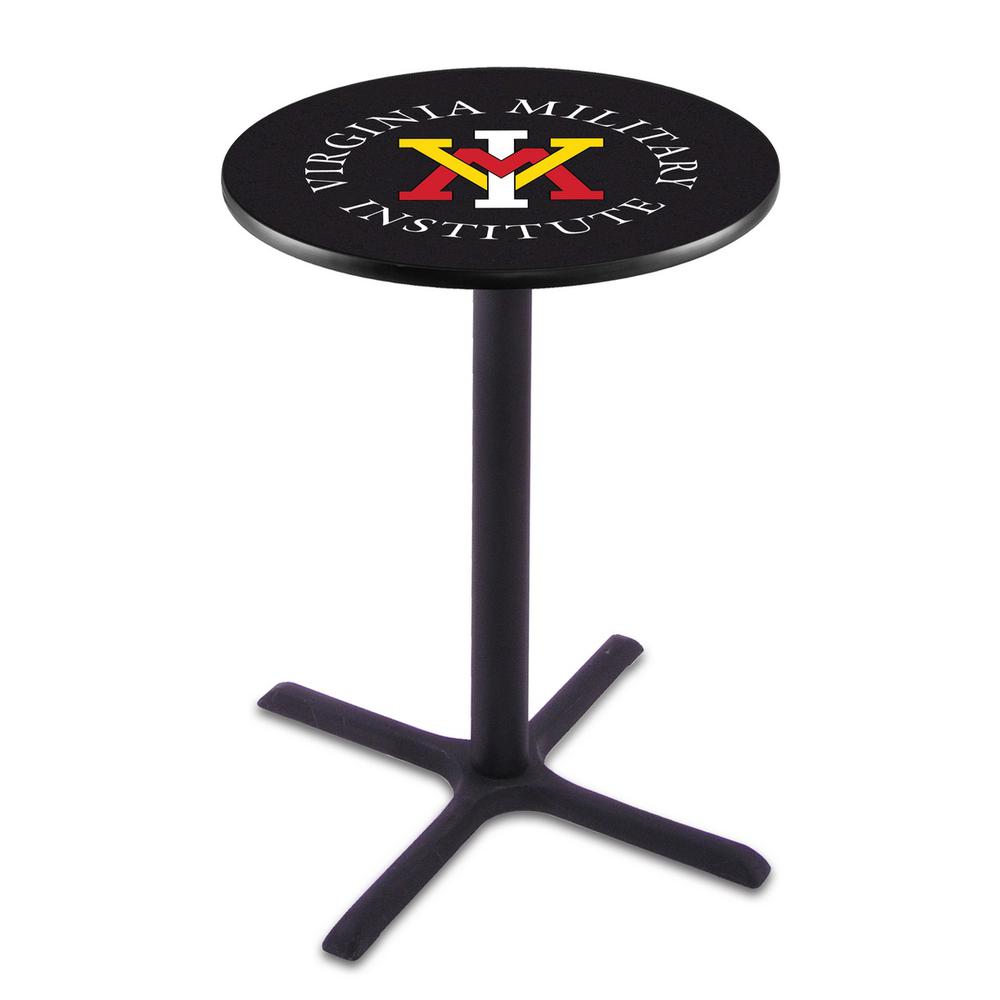 L211 Virginia Military Institute 42" Tall - 36" Top Pub Table with Black Wrinkle Finish. Picture 1