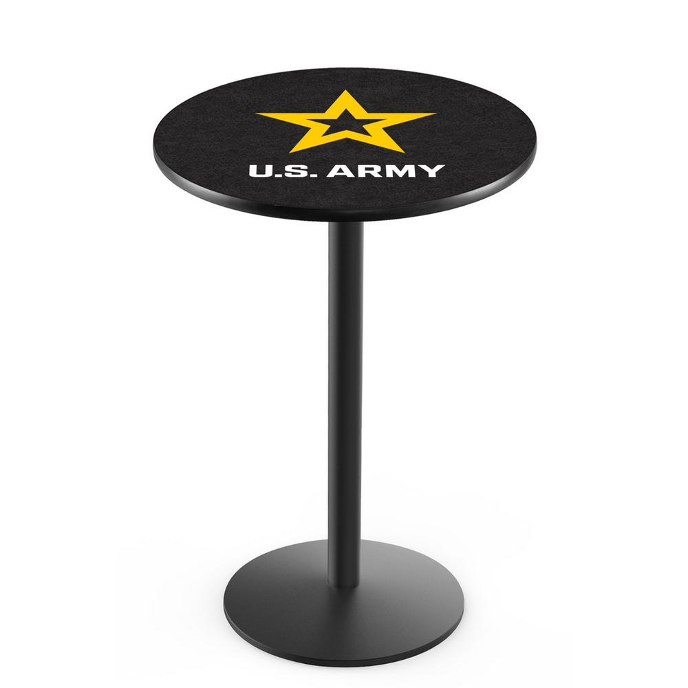 L214 United States Army 42" Tall - 36" Top Pub Table with Black Wrinkle Finish. Picture 1