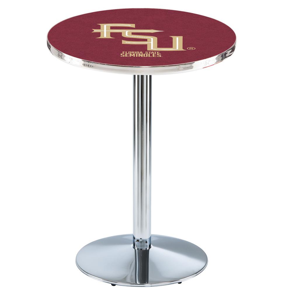 L214 Florida State (Script) 42" Tall - 36" Top Pub Table with Chrome Finish. Picture 1