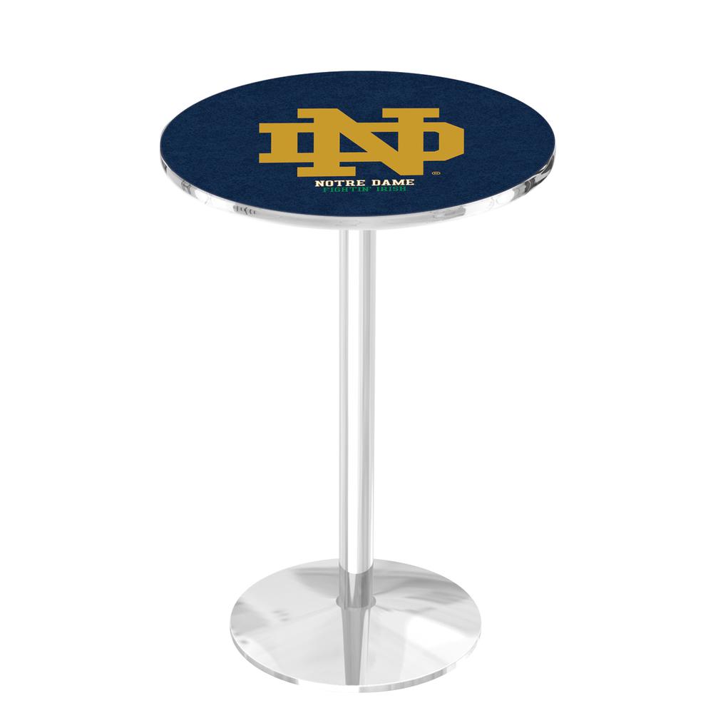 L214 Notre Dame (ND) 42" Tall - 36" Top Pub Table with Chrome Finish. Picture 1