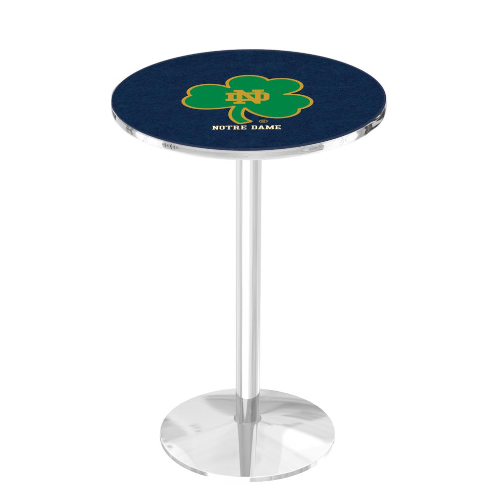 L214 Notre Dame (Shamrock) 42" Tall - 36" Top Pub Table with Chrome Finish. Picture 1