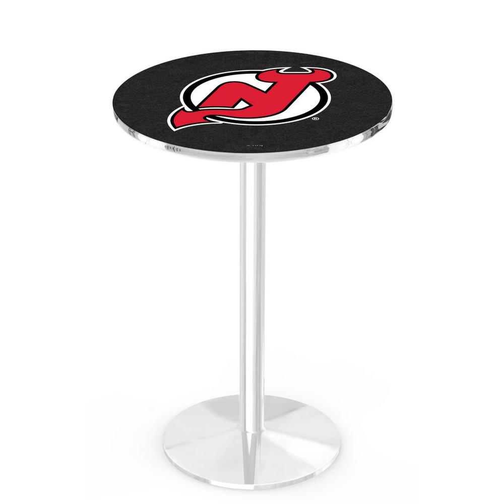 L214 New Jersey Devils 42" Tall - 36" Top Pub Table with Chrome Finish (2966). Picture 1