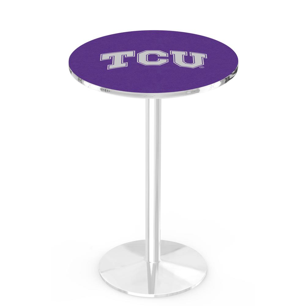 L214 Texas Christian University 42" Tall - 36" Top Pub Table with Chrome Finish. Picture 1