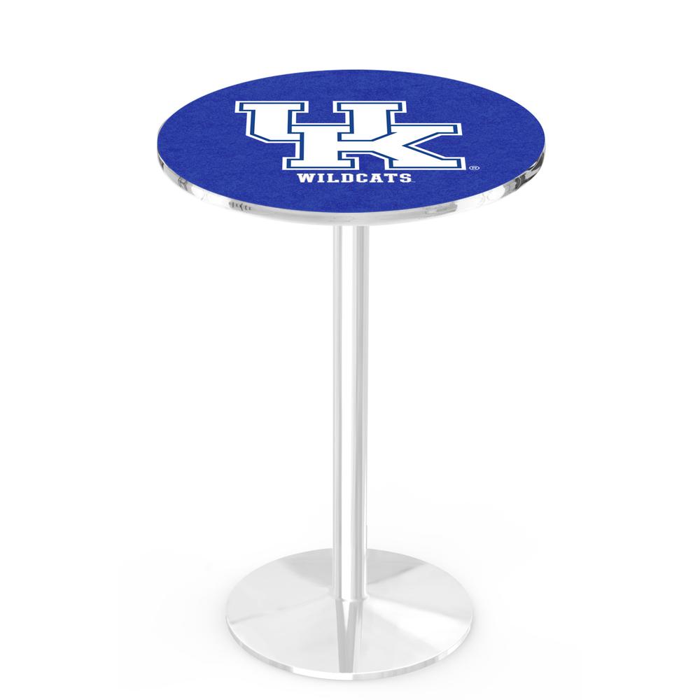 L214 University of Kentucky (UK)  42' Tall - 36' Top Pub Table w/ Chrome Finish. Picture 1