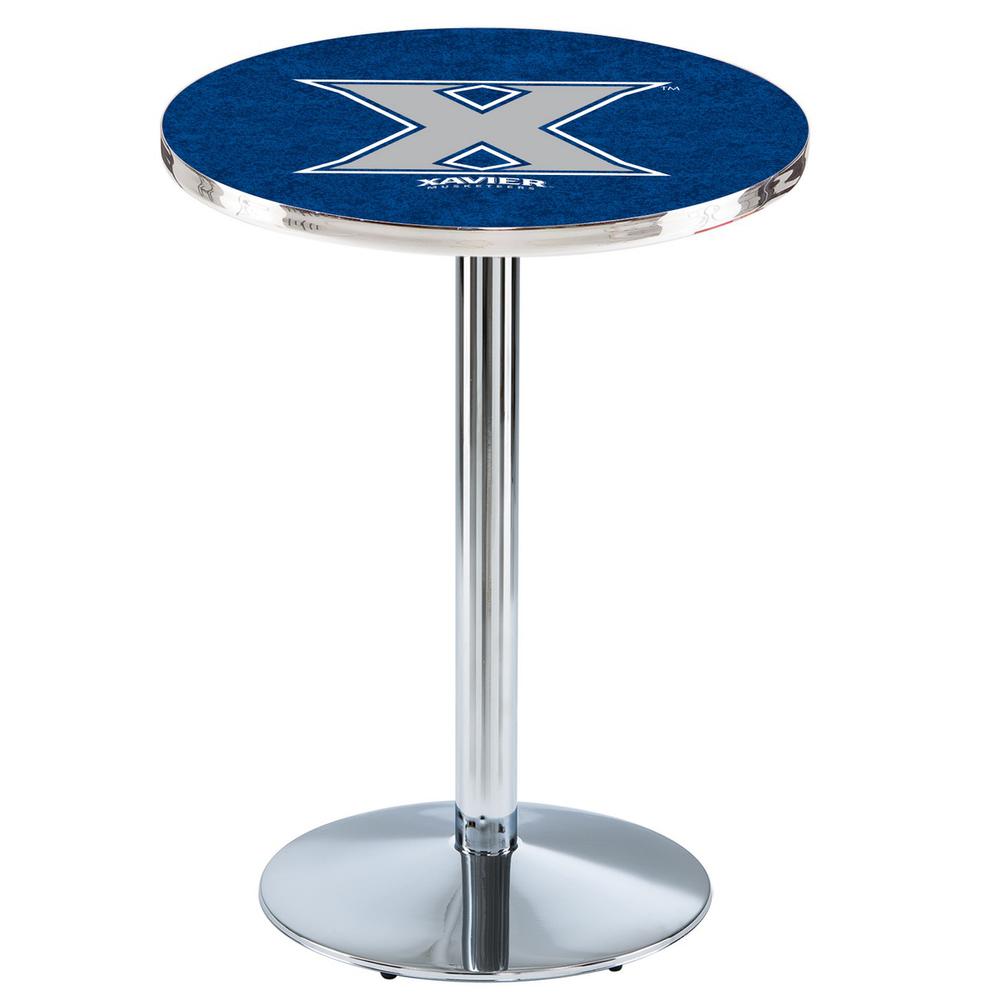L214 Xavier 42" Tall - 36" Top Pub Table with Chrome Finish. Picture 1