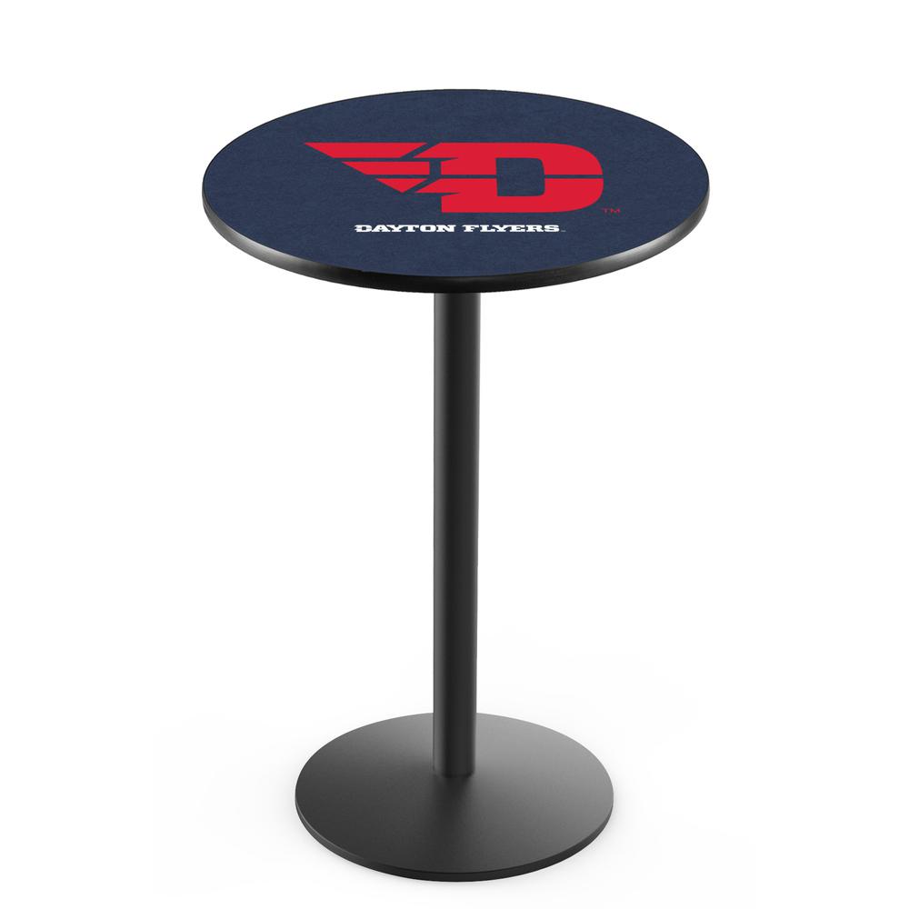 L214 University of Dayton 42" Tall - 36" Top Pub Table with Black Wrinkle Finish. Picture 1
