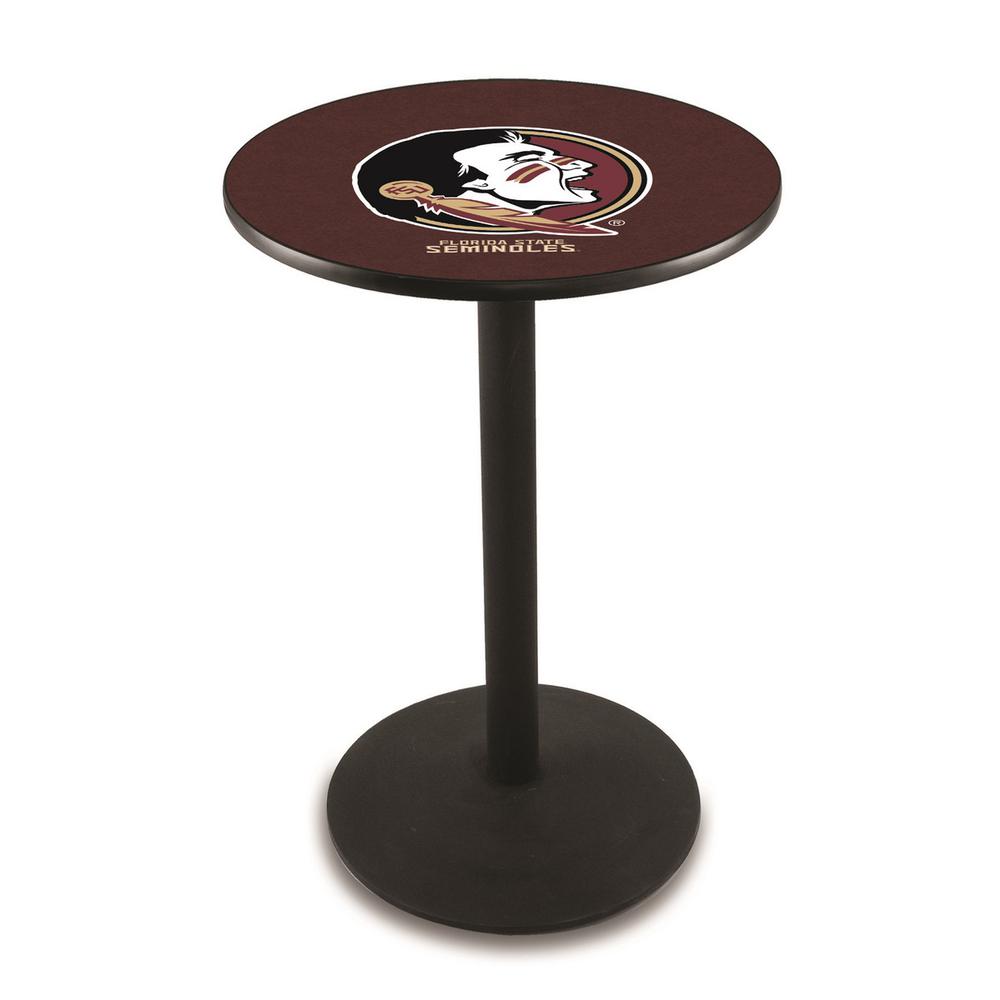 L214 Florida State (Head) 42" Tall - 36" Top Pub Table with Black Wrinkle Finish. Picture 1