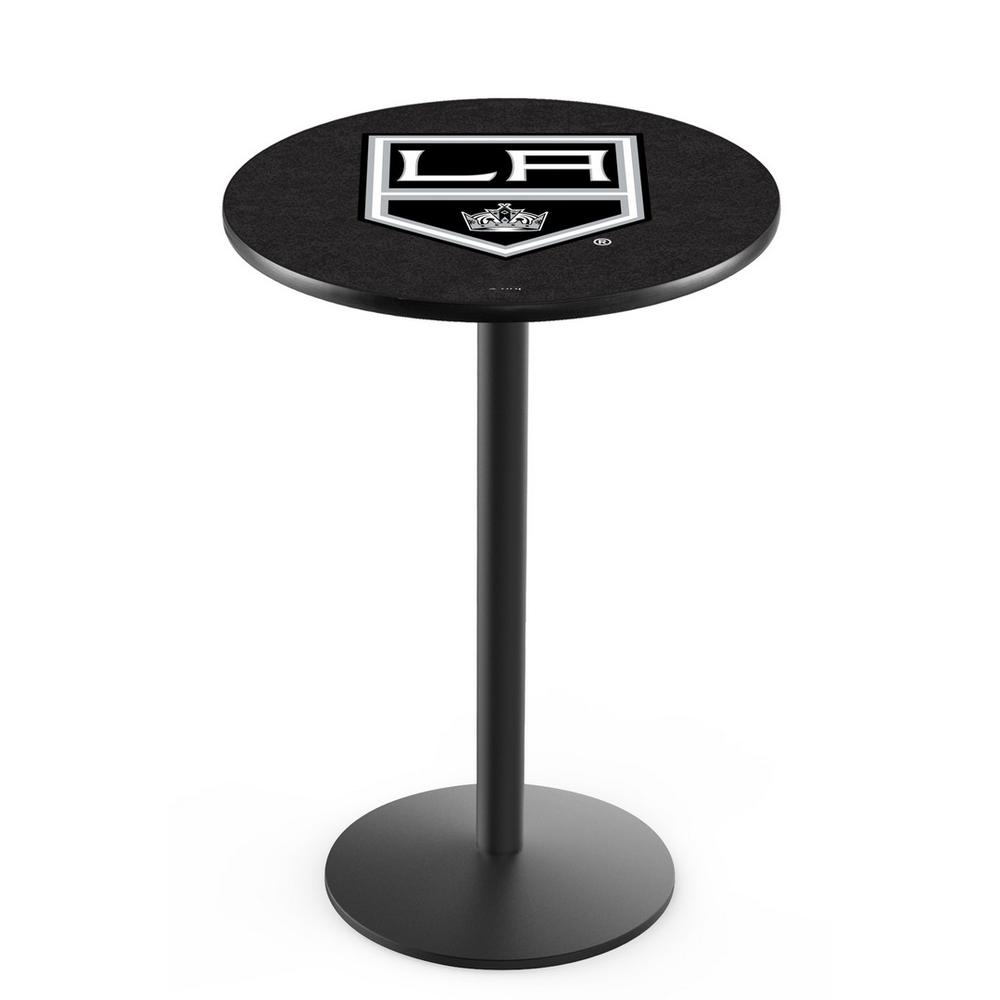 L214 Los Angeles Kings 42" Tall - 36" Top Pub Table with Black Wrinkle Finish (818). Picture 1
