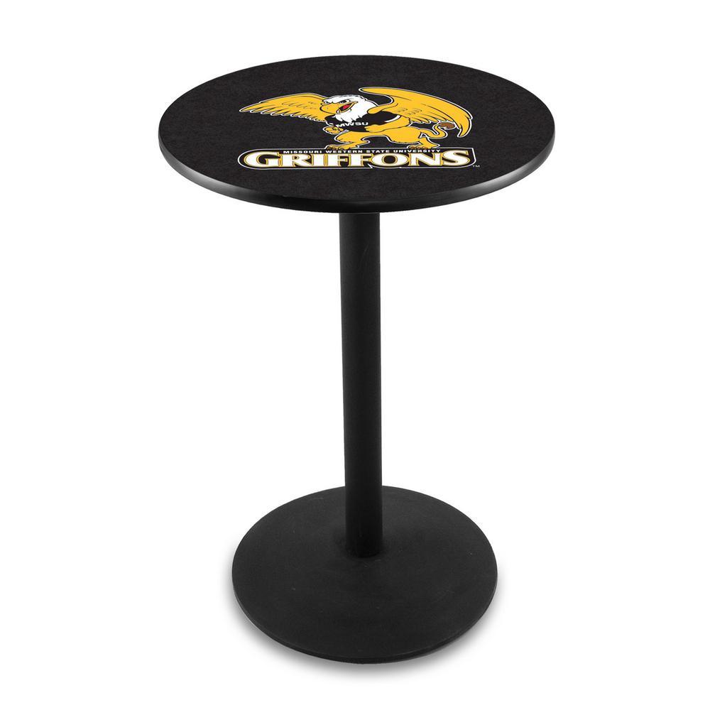 L214 Missouri Western State University 42' Tall - 36' Top Pub Table w/ Black Wrinkle Finish. Picture 1