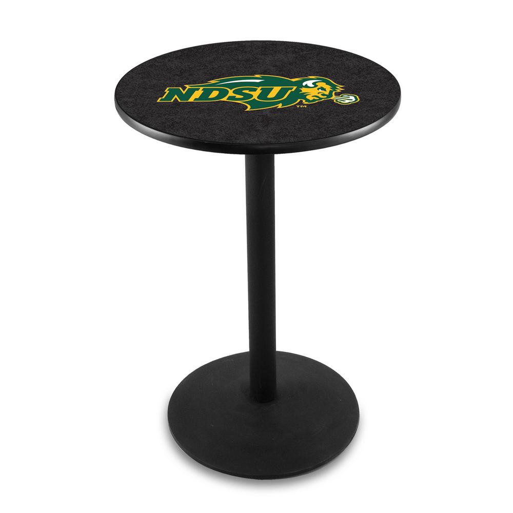 L214 North Dakota State University 42" Tall - 36" Top Pub Table with Black Wrinkle Finish. Picture 1