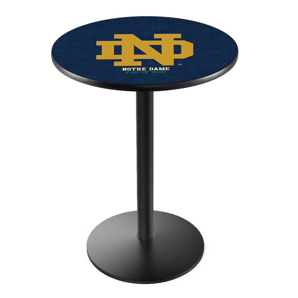 L214 Notre Dame (ND) 42' Tall - 36' Top Pub Table w/ Black Wrinkle Finish. Picture 1