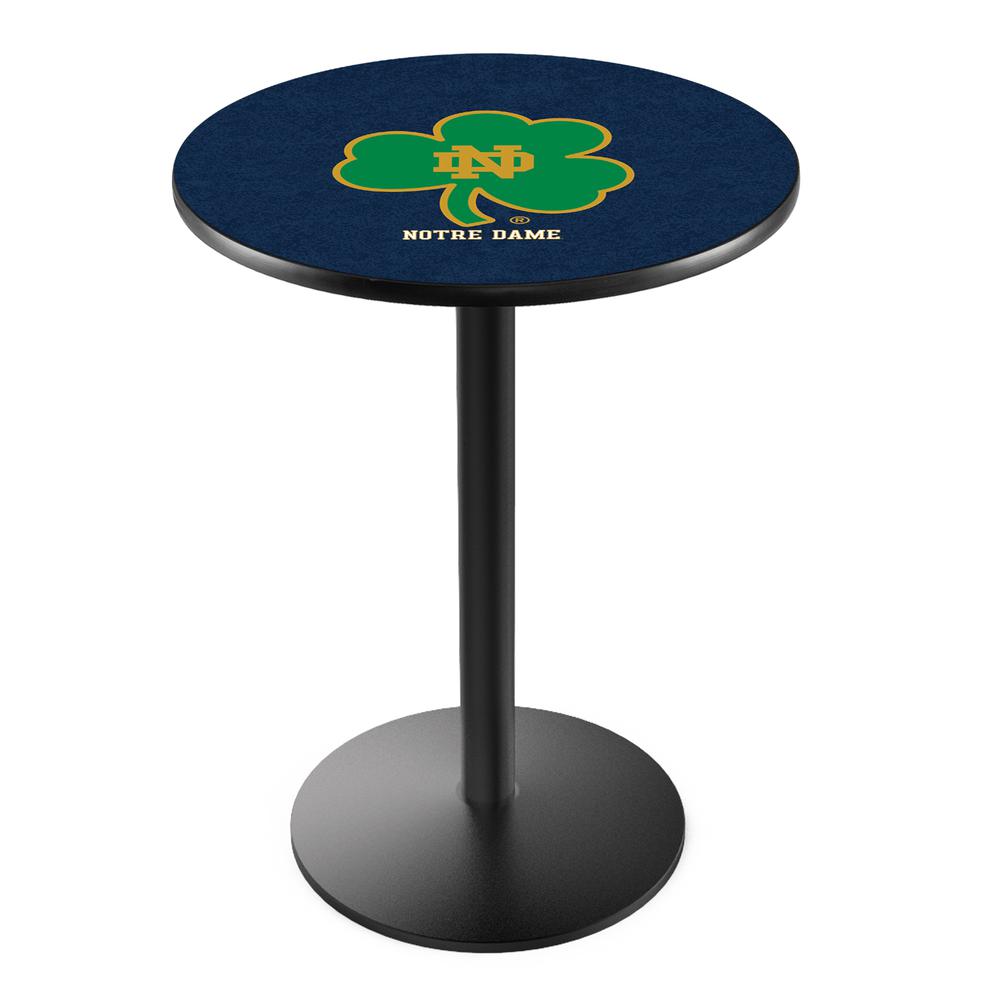 L214 Notre Dame (Shamrock) 42' Tall - 36' Top Pub Table w/ Black Wrinkle Finish. Picture 1