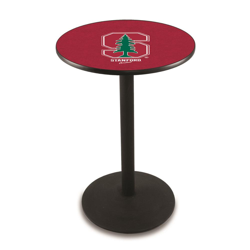 L214 Stanford University 42' Tall - 36' Top Pub Table w/ Black Wrinkle Finish. Picture 1