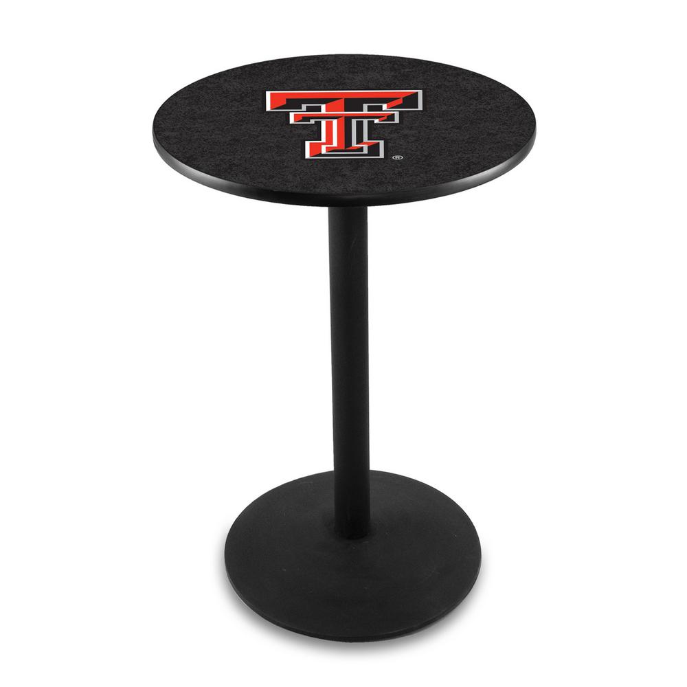 L214 Texas Tech University 42" Tall - 36" Top Pub Table with Black Wrinkle Finish. Picture 1