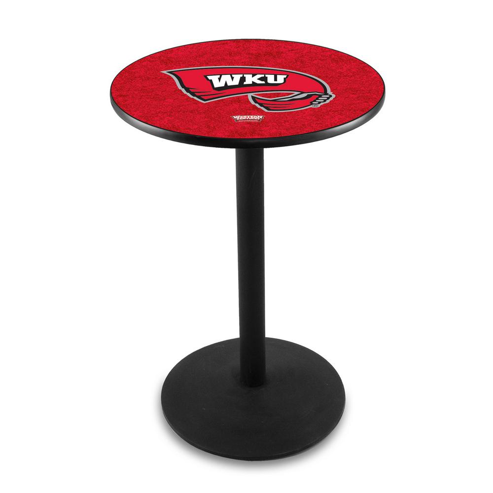 L214 Western Kentucky University 42' Tall - 36' Top Pub Table w/ Black Wrinkle Finish. Picture 1