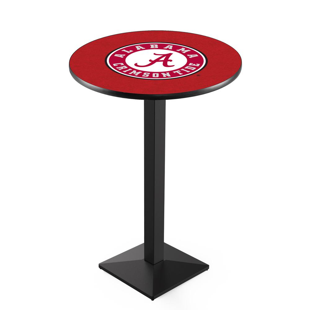 L217 University of Alabama (Script A)  42" Tall - 36" Top Pub Table with Black Wrinkle Finish. Picture 1