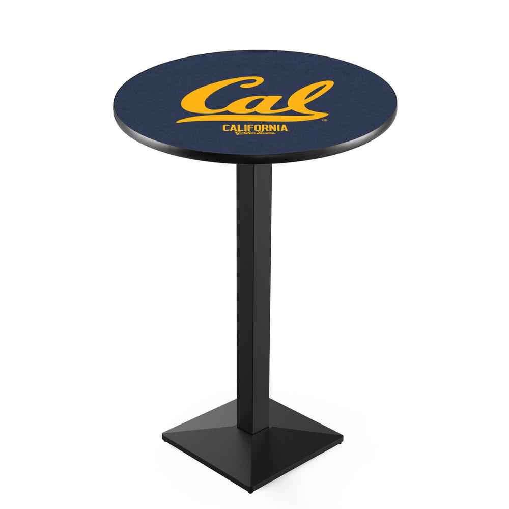 L217 University of California 42' Tall - 36' Top Pub Table w/ Black Wrinkle Finish. Picture 1