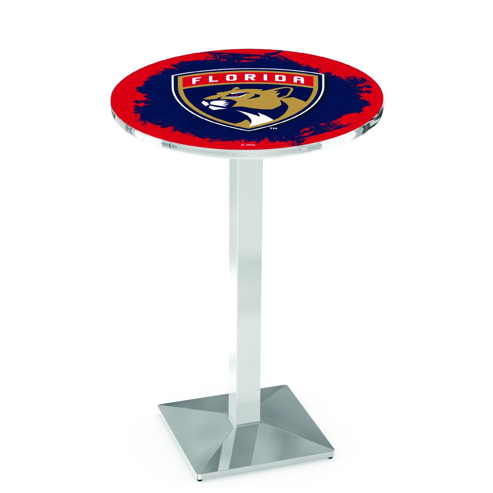 L217 Florida Panthers 42' Tall - 36' Top Pub Table w/ Chrome Finish (1449). Picture 1