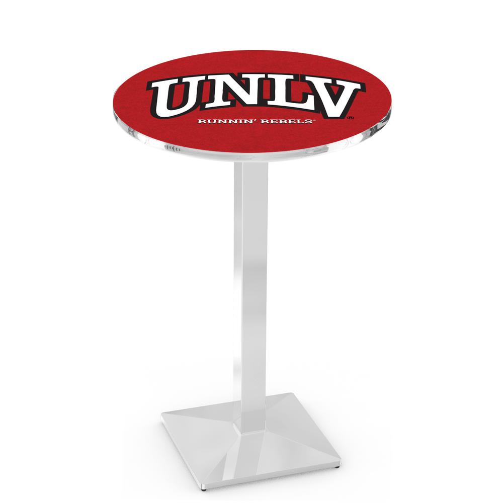 L217 University of Nevada Las Vegas 42' Tall - 36' Top Pub Table w/ Chrome Finish. Picture 1
