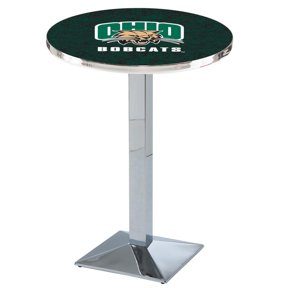 L217 Ohio University 42" Tall - 36" Top Pub Table with Chrome Finish. Picture 1