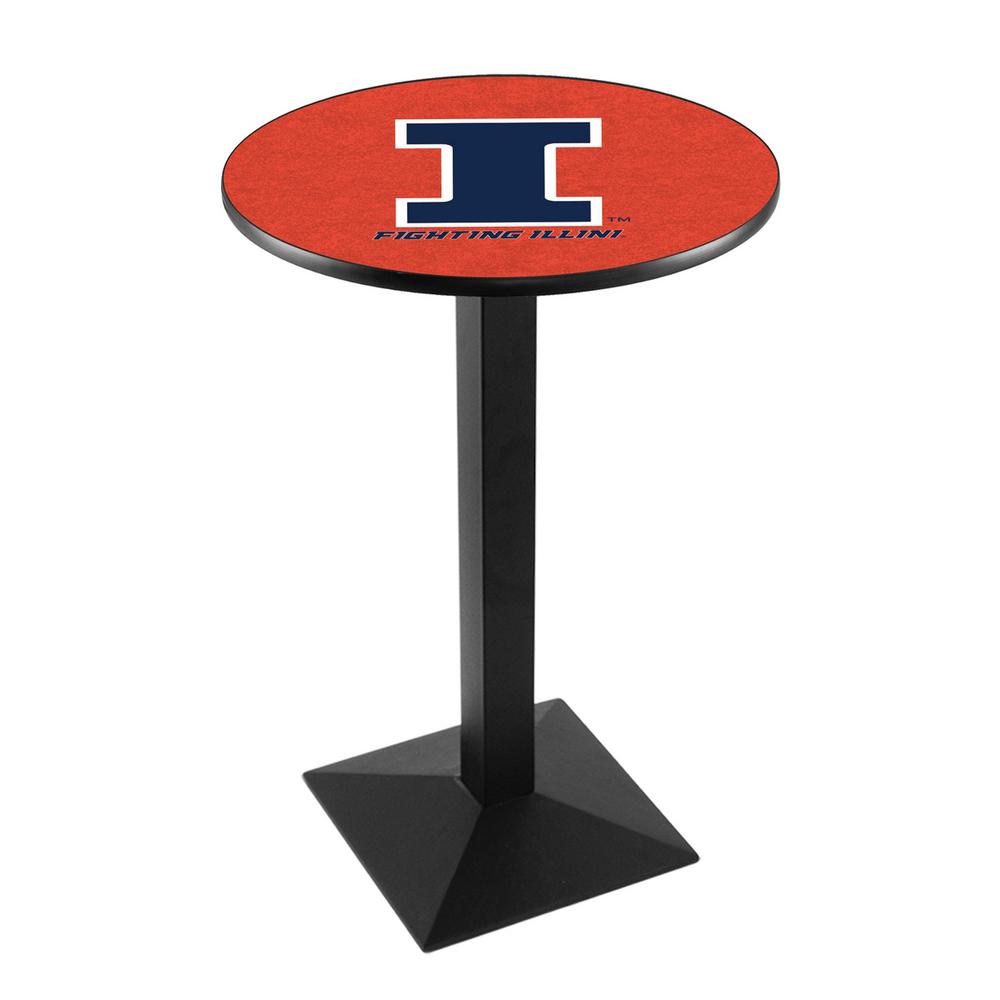 L217 University of Illinois 42' Tall - 36' Top Pub Table w/ Black Wrinkle Finish. Picture 1