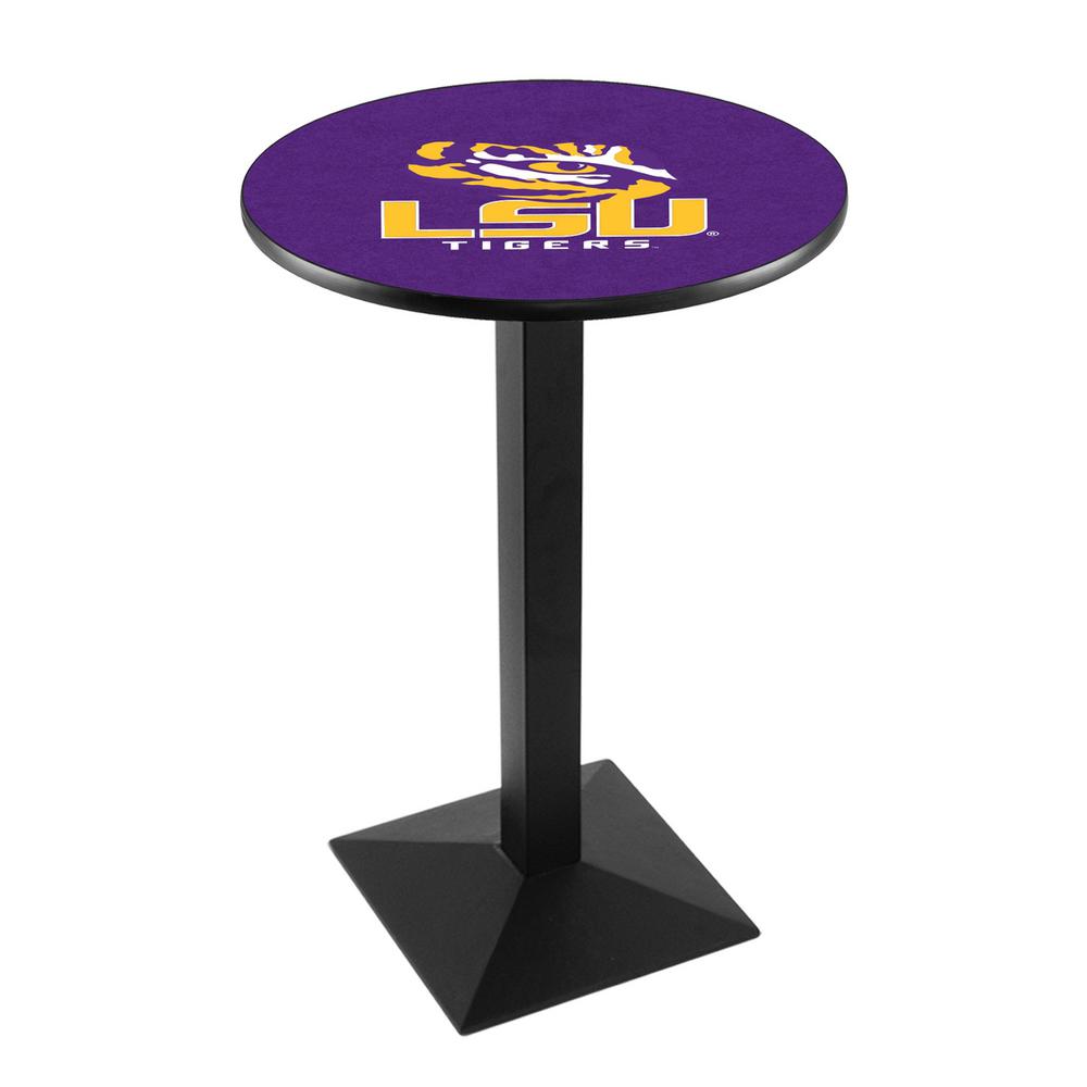 L217 Louisiana State University 42' Tall - 36' Top Pub Table w/ Black Wrinkle Finish. Picture 1